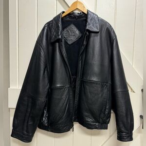 Men’s Black Leather Jacket by Roundtree & Yorke, Size XL